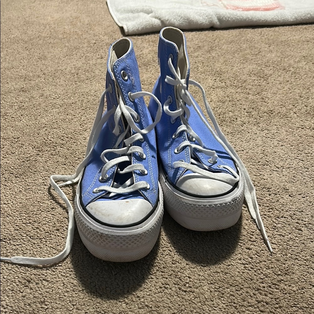 Light-Blue High Top Platform Converse